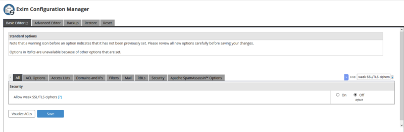 Allow weak SSL-TLS ciphers